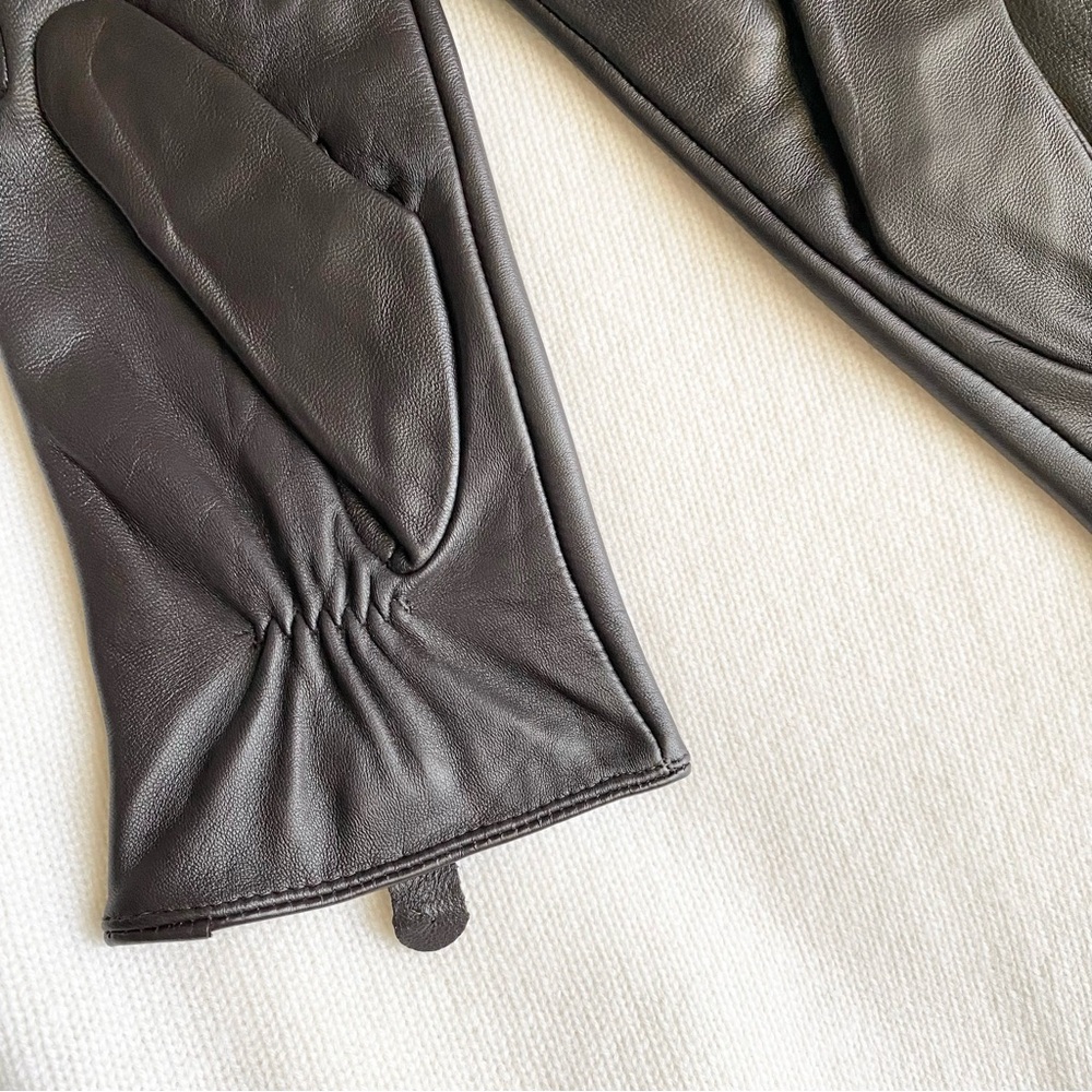 MICHAEL KORS CLASSIC GENUNINE LEATHER GLOVES TECH TOUCH TIP Dark Brown L - Picture 4 of 5